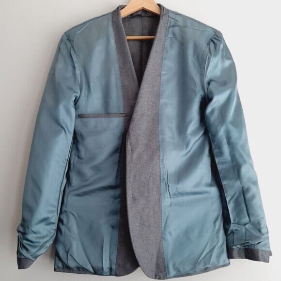 GSUS INDUSTRIES Linen Cotton Blend Blazer Jacket Grey Men's Sz M - Picture 11 of 16